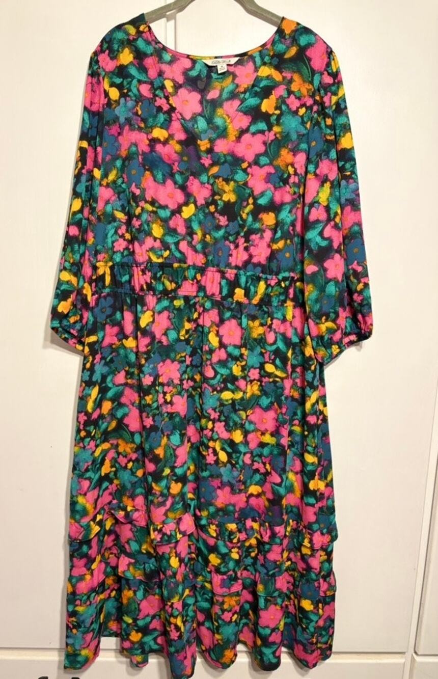 Pioneer Woman dress multicolor floral midi 1X